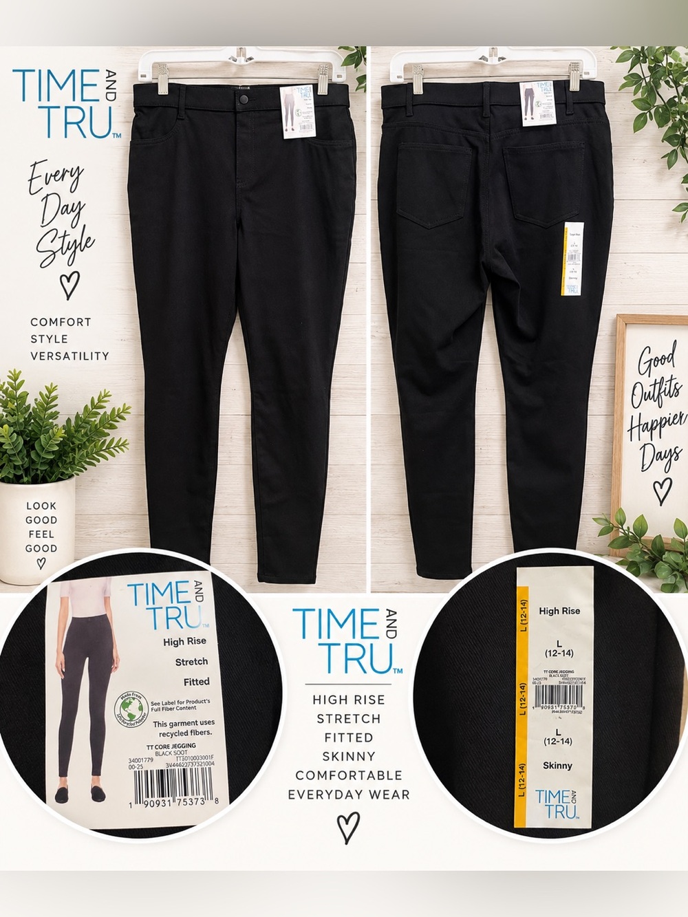 Time and Tru Black High-Rise Skinny Leggings
